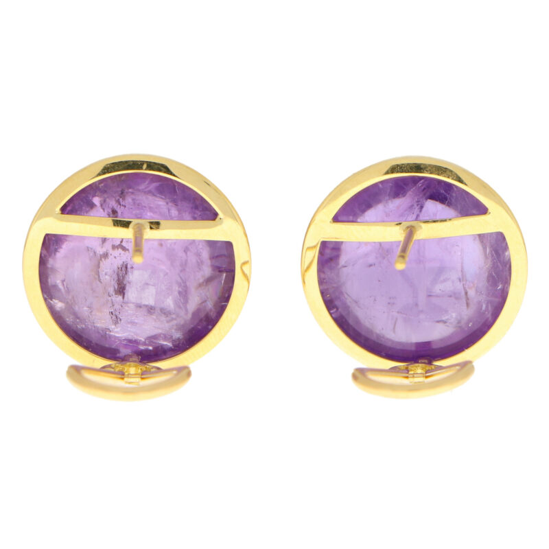 Large Purple Amethyst Dome Earrings