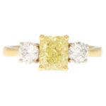 GIA Certified Fancy Yellow Diamond Three Stone Ring