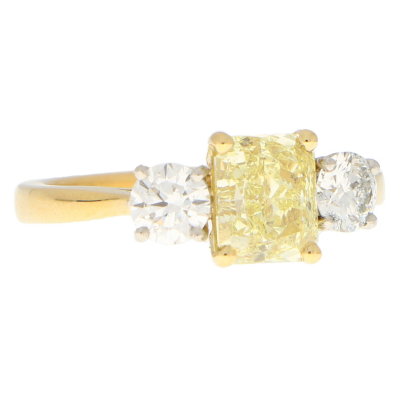 GIA Certified Fancy Yellow Diamond Three Stone Ring