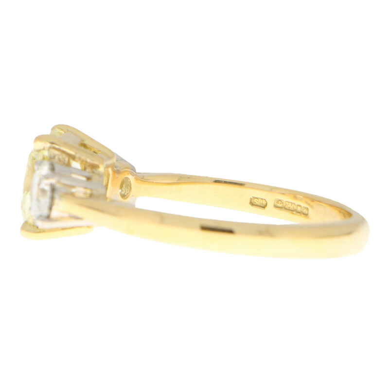 GIA Certified Fancy Yellow Diamond Three Stone Ring