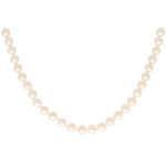 White Pearl Strand Necklace With Fluted Clasp