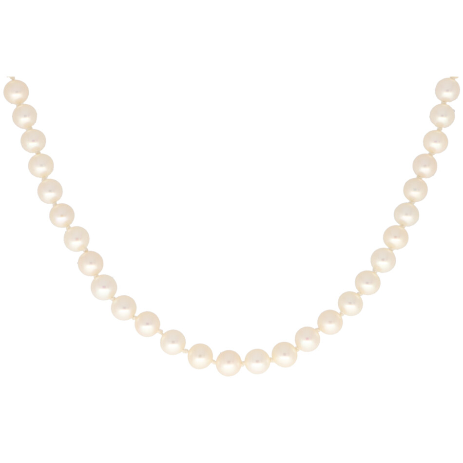White Pearl Strand Necklace With Fluted Clasp