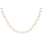 White Pearl Strand Necklace With Fluted Clasp