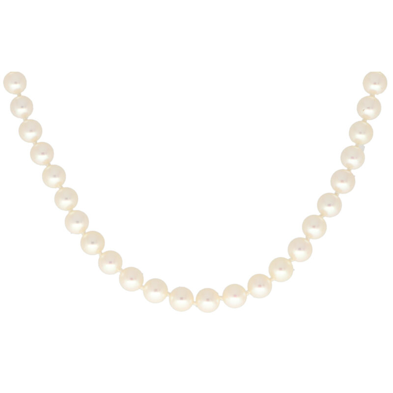 White Pearl Strand Necklace With Fluted Clasp