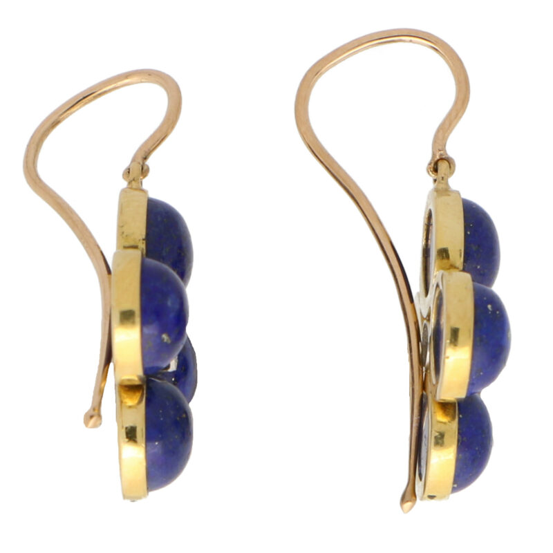 Lapis Lazuli and Diamond Clover Drop Earrings