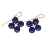 Lapis Lazuli and Diamond Clover Drop Earrings