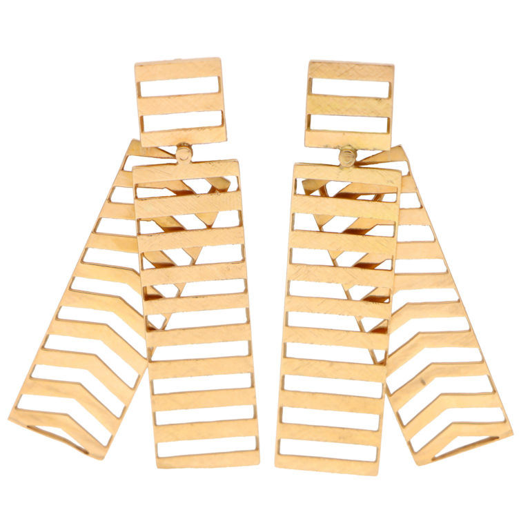Vintage French Fan Earrings in Rose Gold
