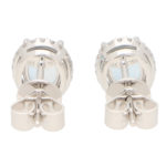 Aquamarine and Diamond Halo Stud Earrings (Medium Size)