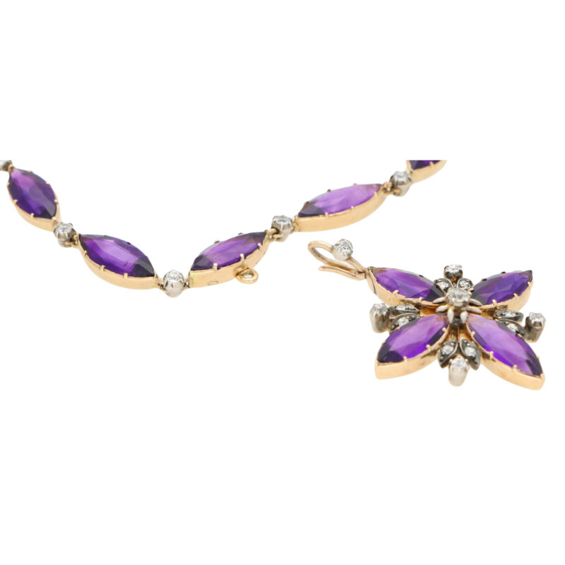 Late Victorian Amethyst and Diamond Convertible Necklace