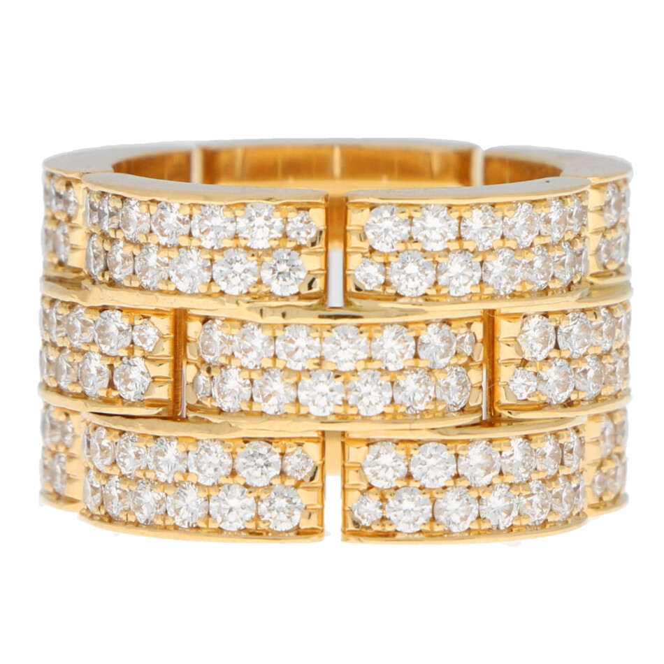 Vintage Cartier Three Row Maillon Panthère Bombè Ring