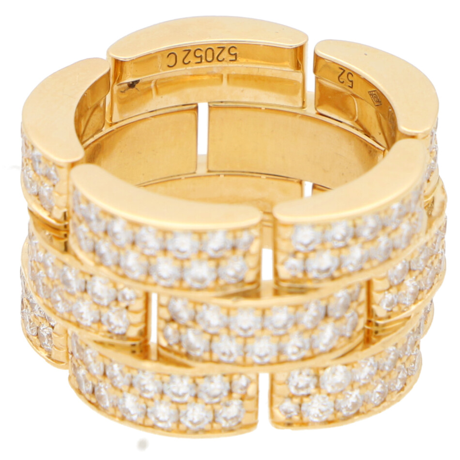 Vintage Cartier Three Row Maillon Panthère Bombè Ring