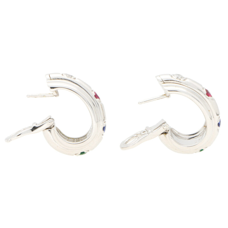 Vintage Piaget Possession Multi Gem Hoop Earrings