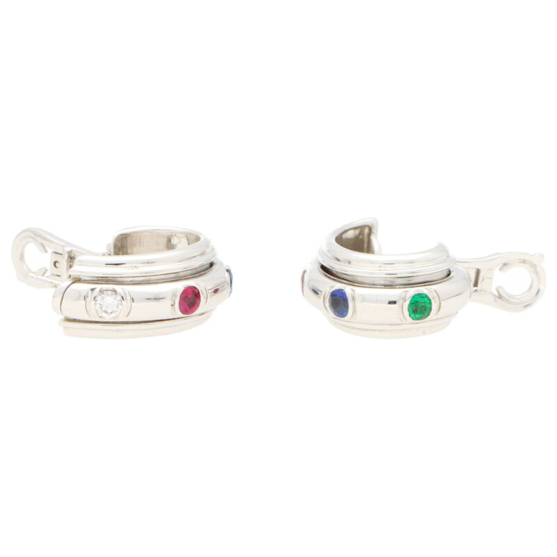 Vintage Piaget Possession Multi Gem Hoop Earrings