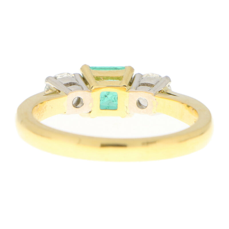 Emerald and Diamond Trilogy Engagement Ring in Yellow Gold