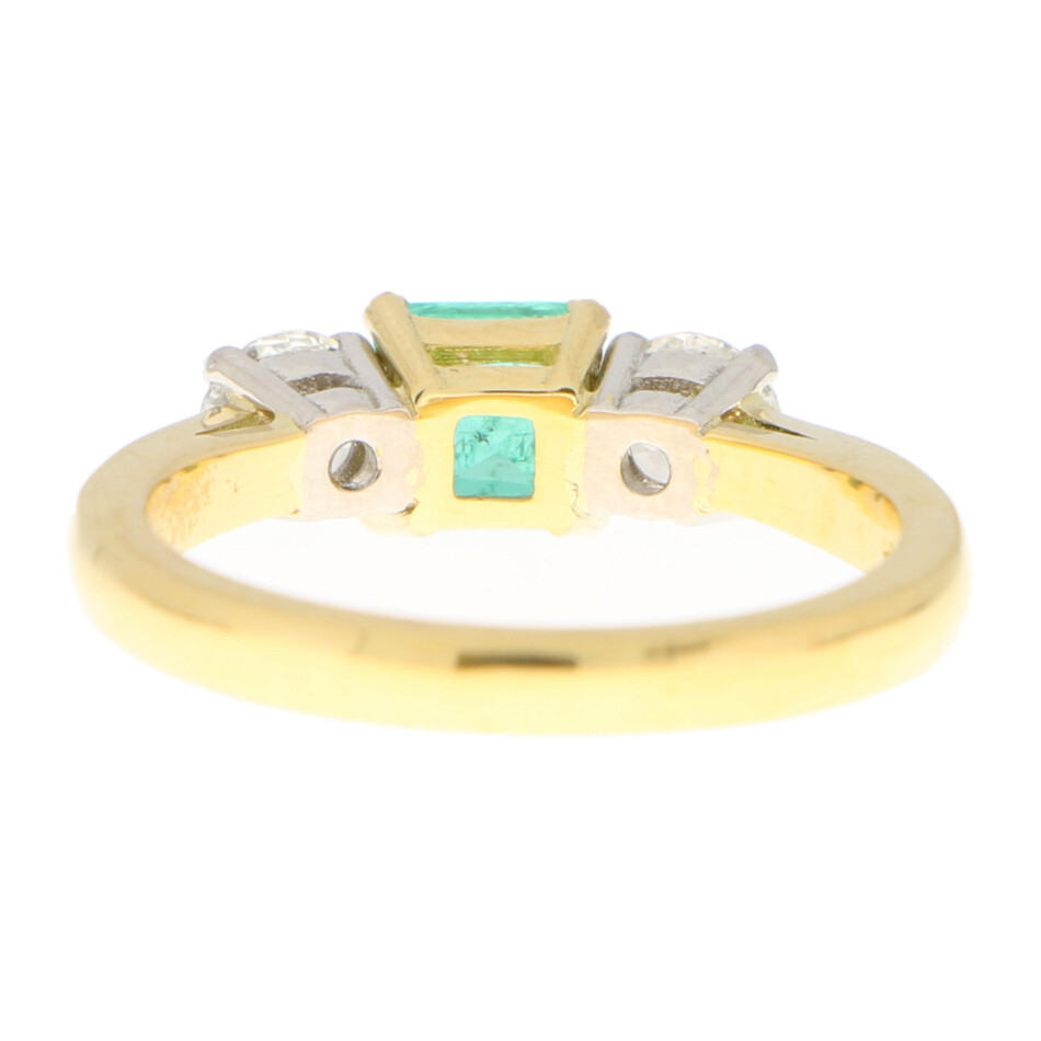 Emerald and Diamond Trilogy Engagement Ring in Yellow Gold