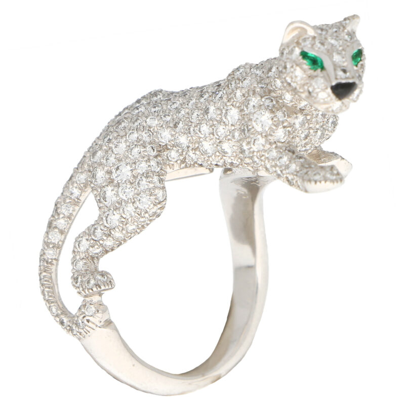 Cartier Diamond and Green Garnet Walking Panther Ring