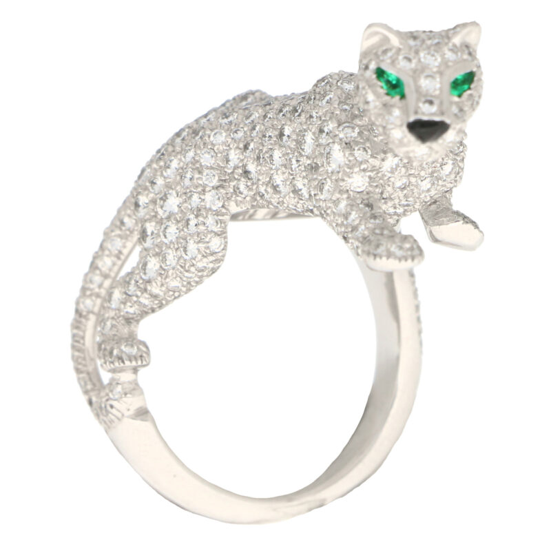 Cartier Diamond and Green Garnet Walking Panther Ring