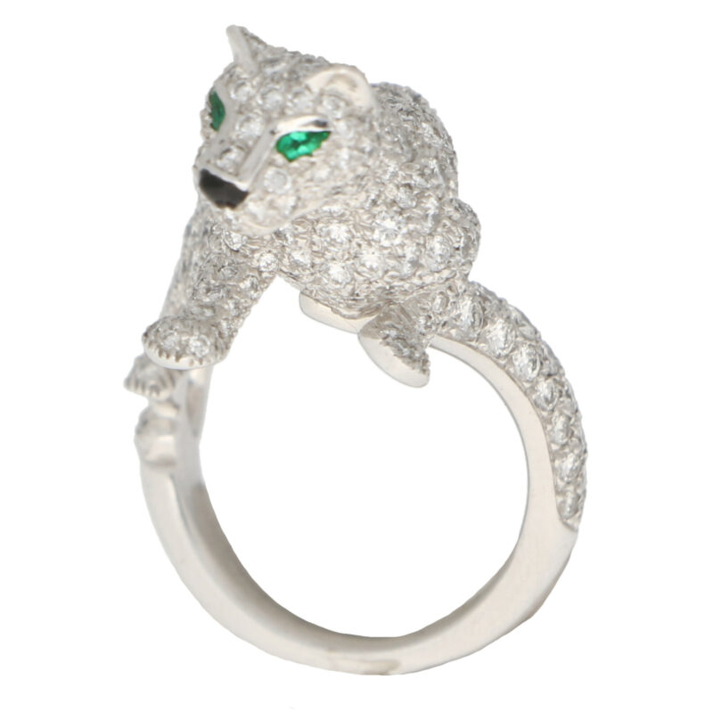 Cartier Diamond and Green Garnet Walking Panther Ring