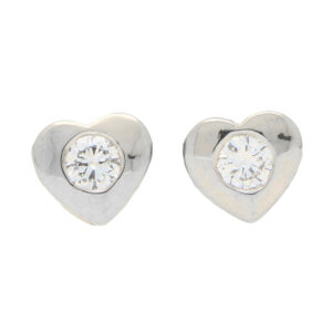 Diamond Heart Stud Earrings