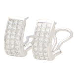 Princess Cut Diamond Half Hoop Earrings