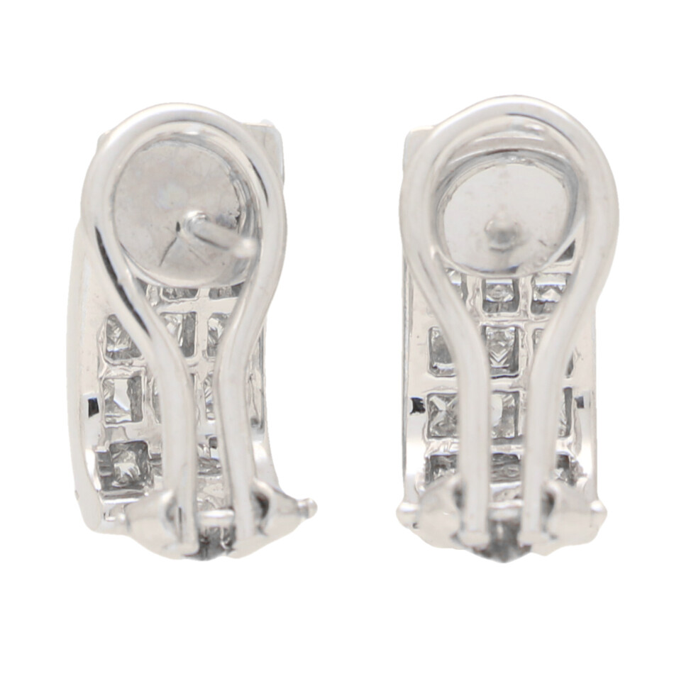 Princess Cut Diamond Half Hoop Earrings