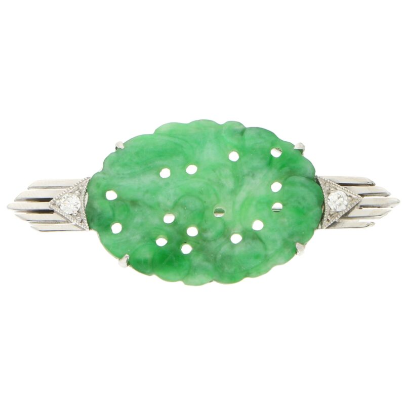 Art Deco Jade and Diamond Brooch Pin