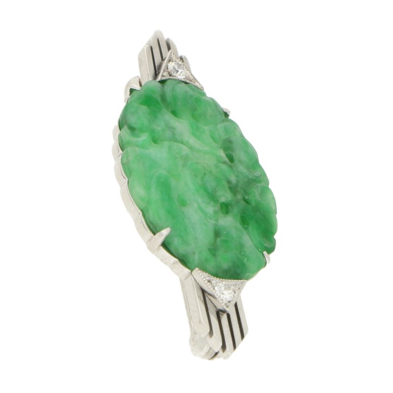 Art Deco Jade and Diamond Brooch Pin