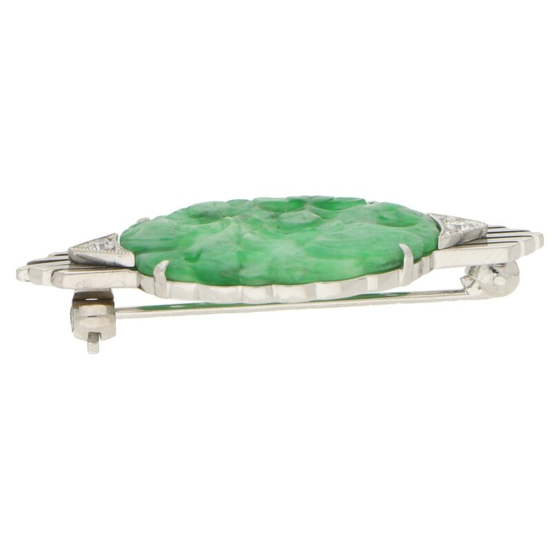 Art Deco Jade and Diamond Brooch Pin