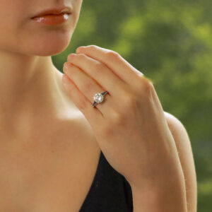 Certified Diamond and Sapphire Solitaire Ring