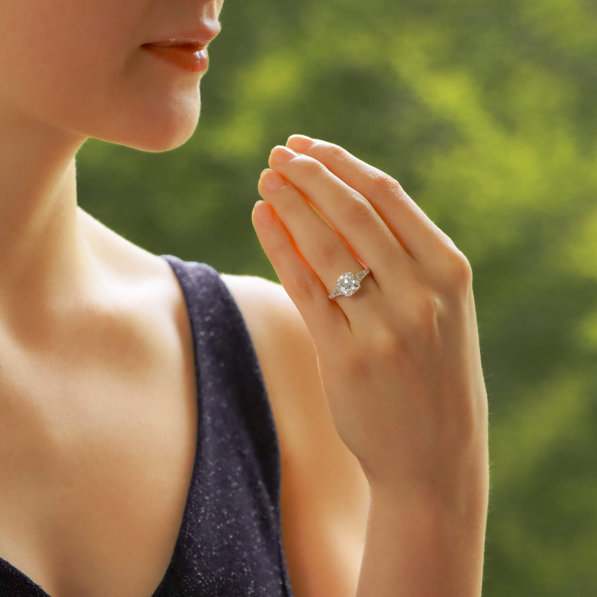 Cushion cut solitaire ring top