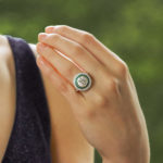 GIA Certified Diamond and Emerald Double Target Ring