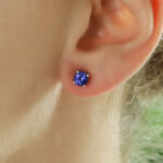 Round Cut 1.25ct Blue Sapphire Stud Earrings