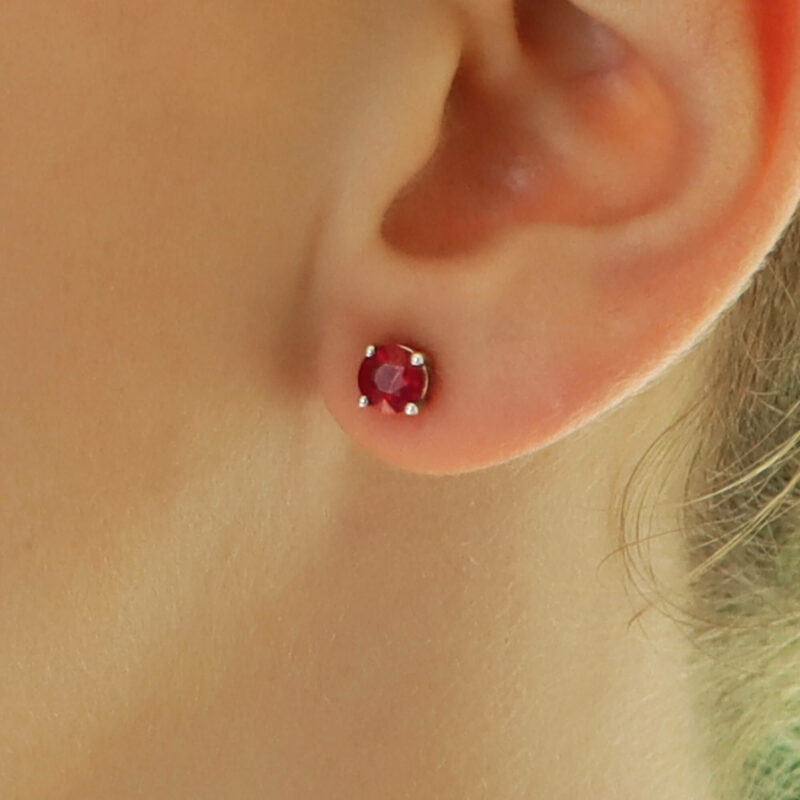 Round Cut 1.15ct Ruby Stud Earrings