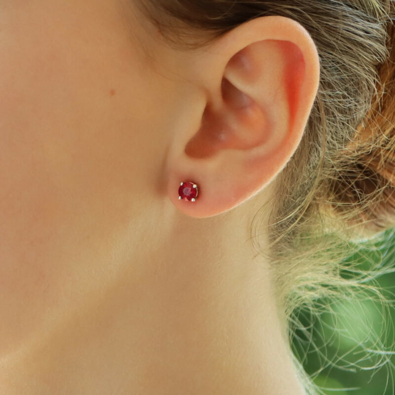 Round Cut 1.15ct Ruby Stud Earrings