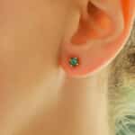 Round Cut 0.57ct Green Emerald Stud Earrings