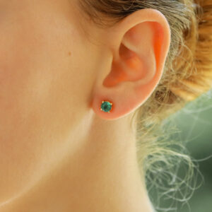 Round Cut 1.15ct Green Emerald Stud Earrings
