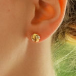 Woven Knot Stud Earrings in White and Yellow Gold