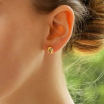 Woven Knot Stud Earrings in White and Yellow Gold