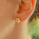 Woven Knot Stud Earrings in Yellow Gold