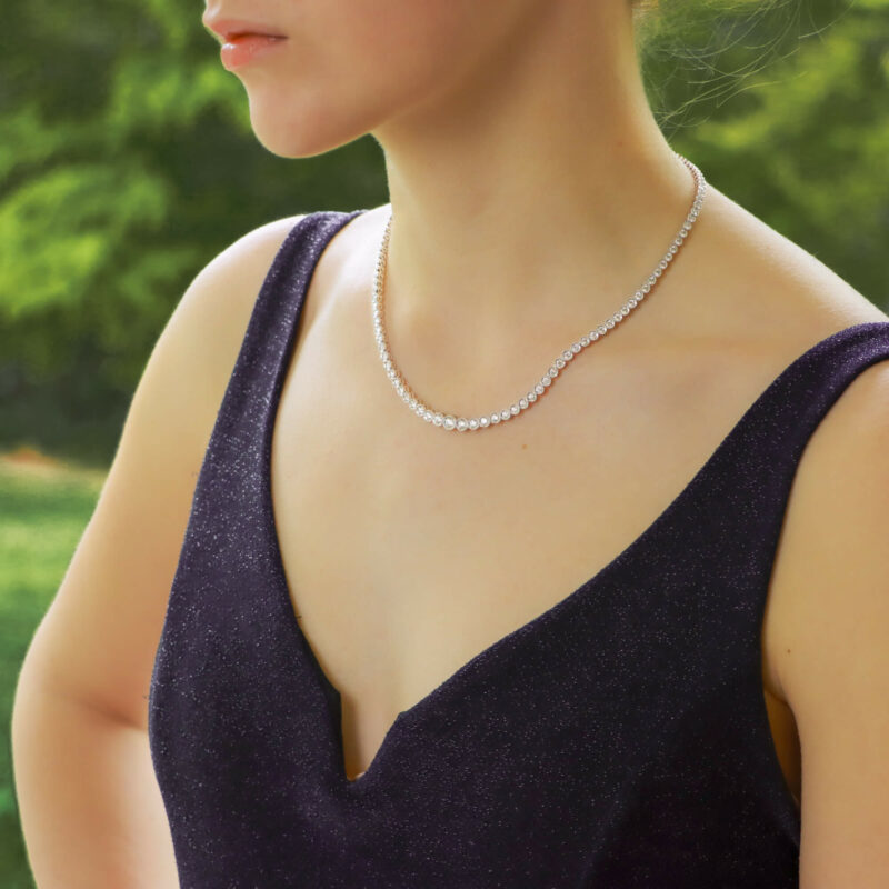 Diamond Rivière Necklace in 18k White Gold