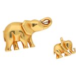 Vintage Cartier Elephant and Calf Brooch/Pendant