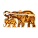 Vintage Cartier Elephant and Calf Brooch/Pendant