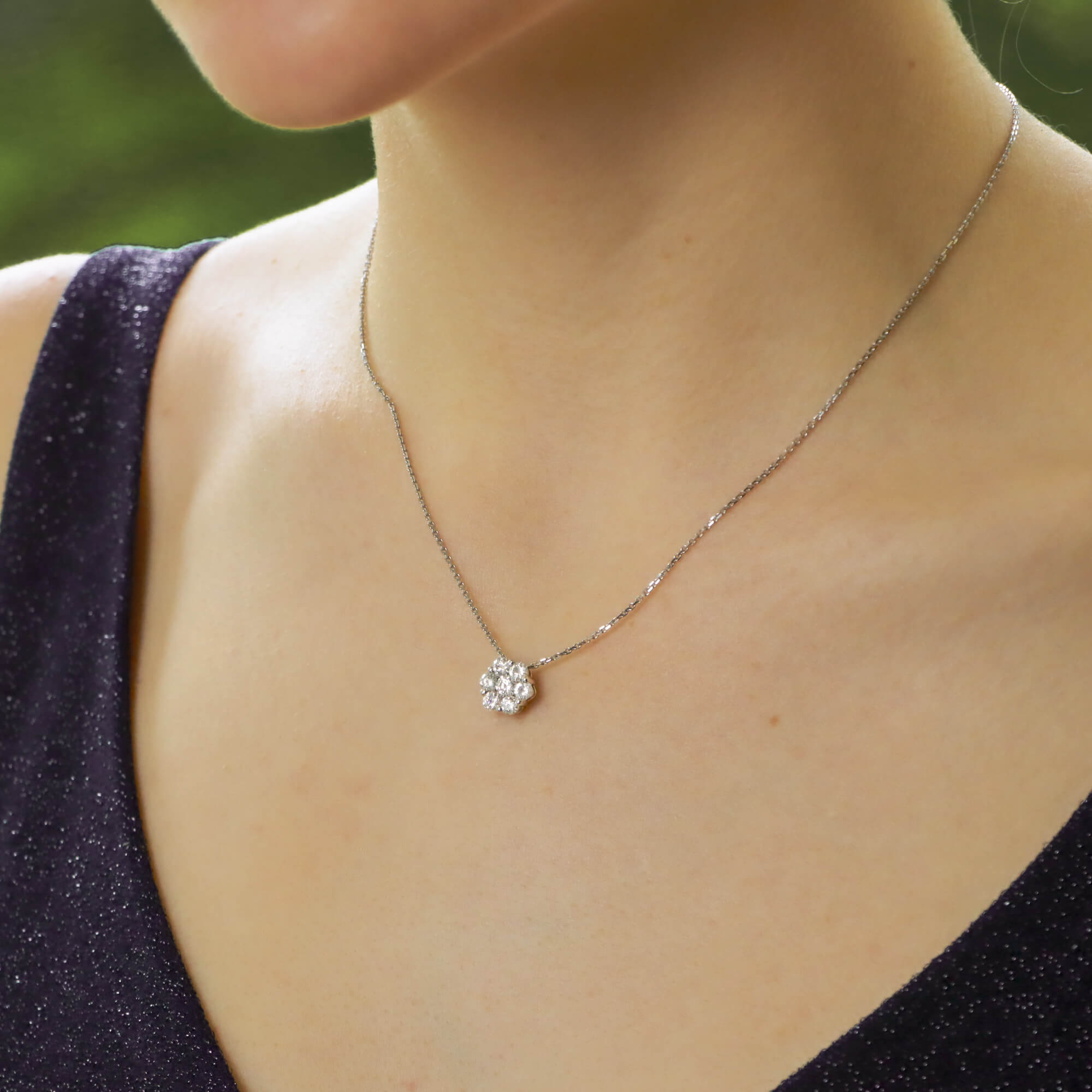 Diamond flower cluster necklace new arrivals
