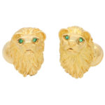 Vintage 1980's Tiffany & Co. Emerald Lion Head Cufflinks