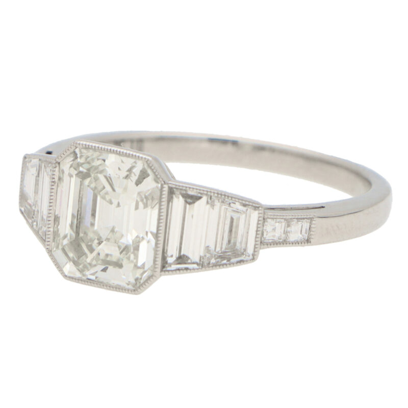 Art Deco Style Asscher Cut Diamond Ring