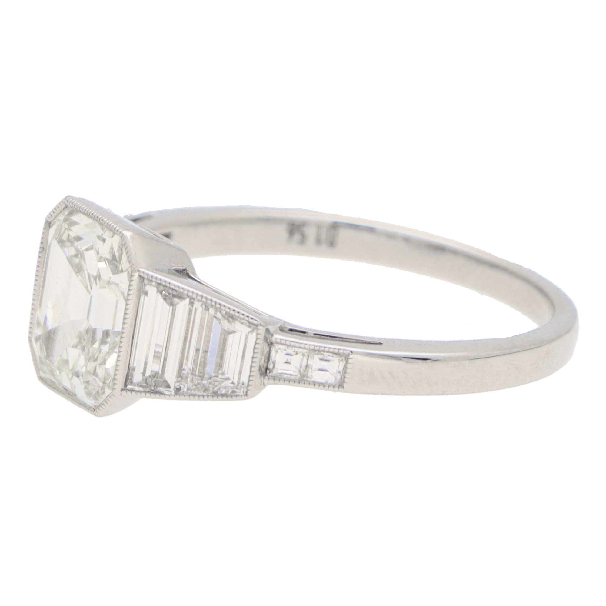 Certified Vintage Round and Tapered Baguette Ring at Susannah Lovis  Jewellers