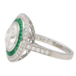 GIA Certified Diamond and Emerald Double Target Ring