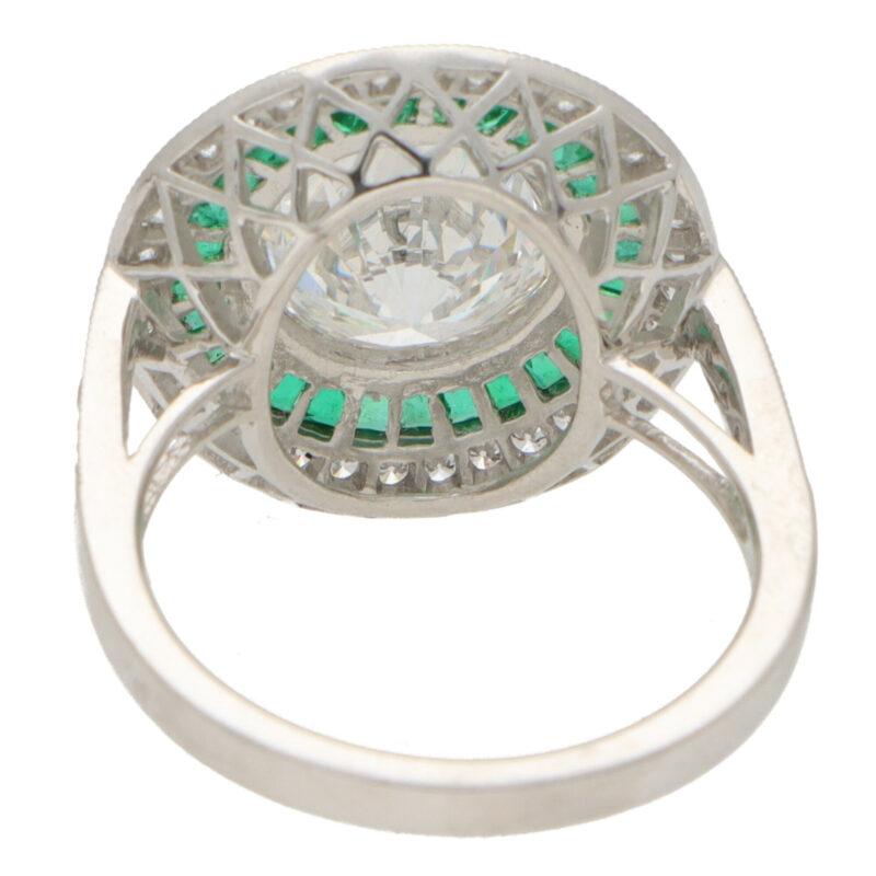 GIA Certified Diamond and Emerald Double Target Ring