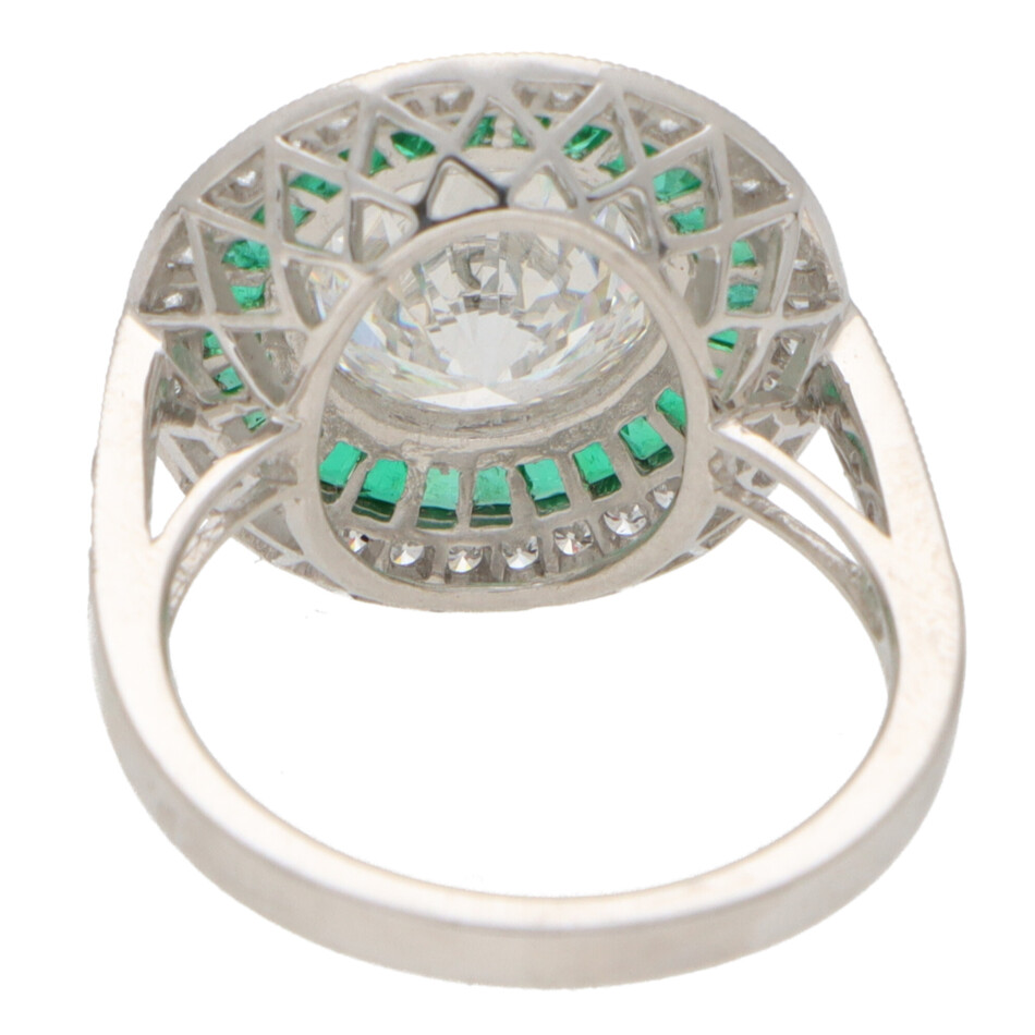 GIA Certified Diamond and Emerald Double Target Ring