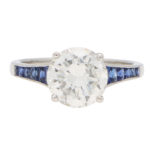 Certified Diamond and Sapphire Solitaire Ring